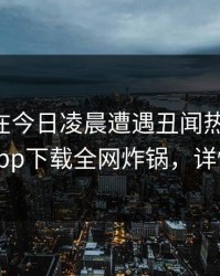 当事人在今日凌晨遭遇丑闻热议不止，杏吧app下载全网炸锅，详情速看
