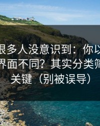 这个点很多人没意识到：你以为91视频只是界面不同？其实分类筛选才是关键（别被误导）