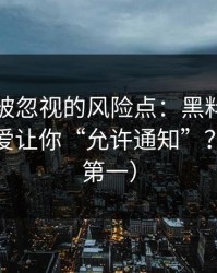 最容易被忽视的风险点：黑料弹窗为什么总爱让你“允许通知”？（安全第一）