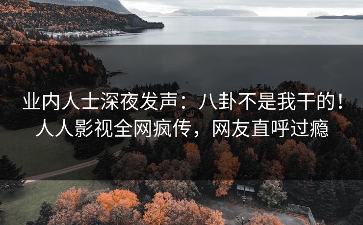 业内人士深夜发声：八卦不是我干的！人人影视全网疯传，网友直呼过瘾