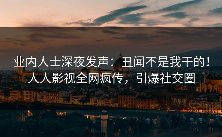 业内人士深夜发声：丑闻不是我干的！人人影视全网疯传，引爆社交圈